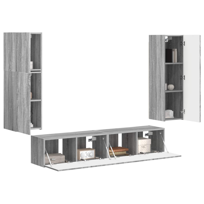 Zestaw szafek RTV 4 pcs Szary Sonoma Materiał drewnopochodny