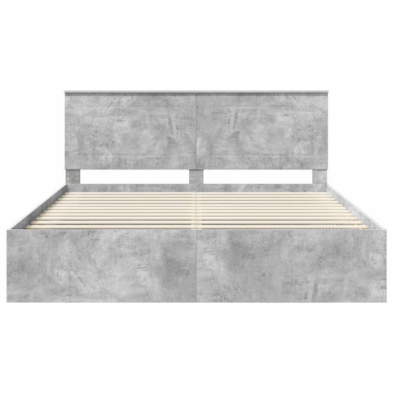 Ramka łóżka Betonowy 200 x 200 cm Lite drewno sosnowe