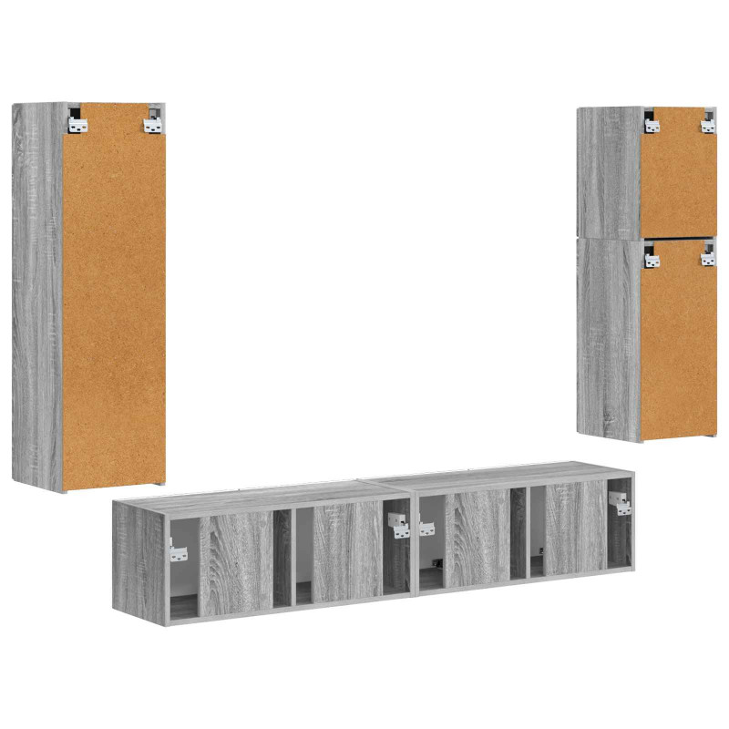 Zestaw szafek RTV 4 pcs Szary Sonoma Materiał drewnopochodny