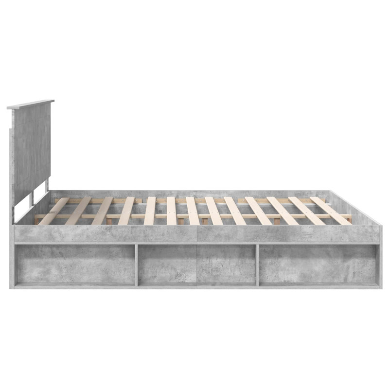 Ramka łóżka Betonowy 200 x 200 cm Lite drewno sosnowe