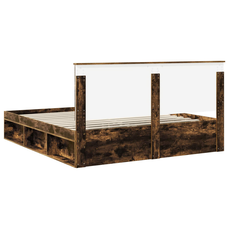 Ramka łóżka Dąb wędzony 200 x 200 cm Lite drewno sosnowe