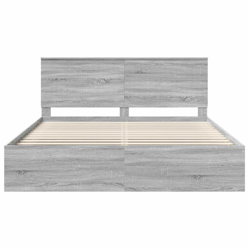 Ramka łóżka Szary Sonoma 200 x 200 cm Lite drewno sosnowe