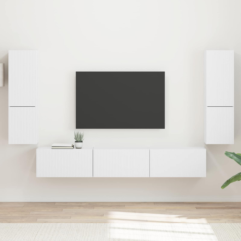 Zestaw szafek RTV 4 pcs Biały Materiał drewnopochodny