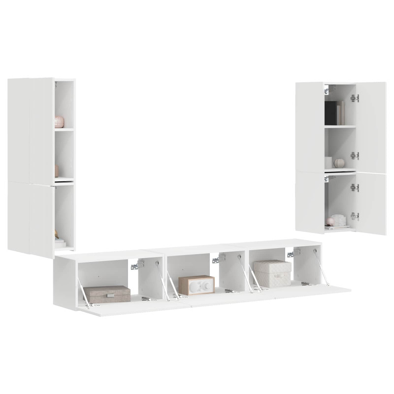 Zestaw szafek RTV 4 pcs Biały Materiał drewnopochodny