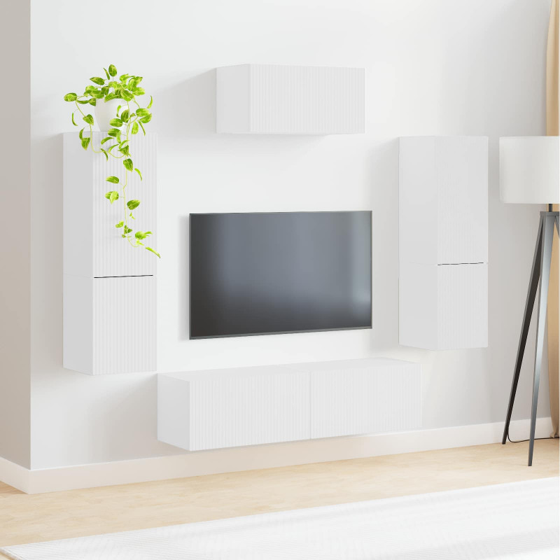 Zestaw szafek RTV 4 pcs Biały Materiał drewnopochodny