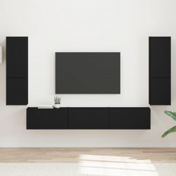 Zestaw szafek RTV 4 pcs Czarny Materiał drewnopochodny