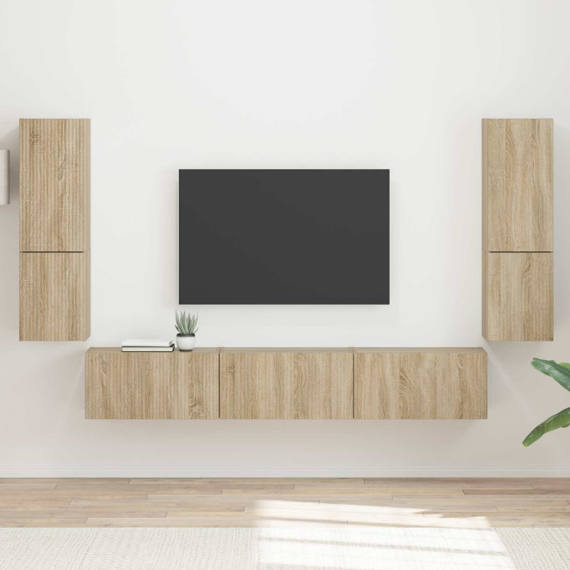 Zestaw szafek RTV 4 pcs Dąb Sonoma Materiał drewnopochodny