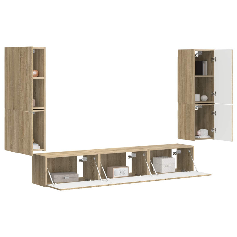 Zestaw szafek RTV 4 pcs Dąb Sonoma Materiał drewnopochodny