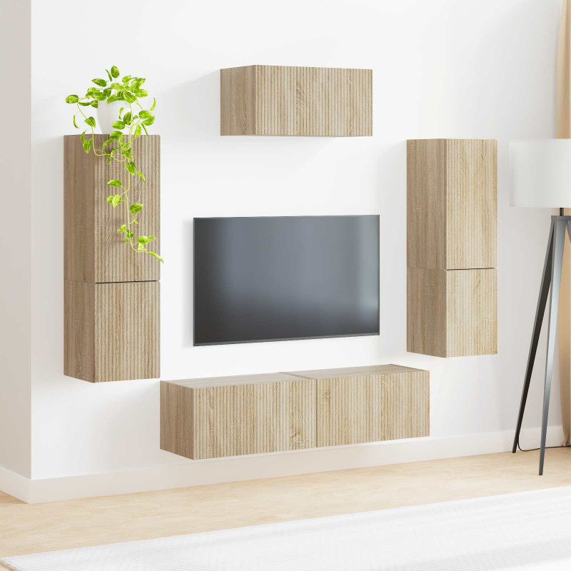 Zestaw szafek RTV 4 pcs Dąb Sonoma Materiał drewnopochodny