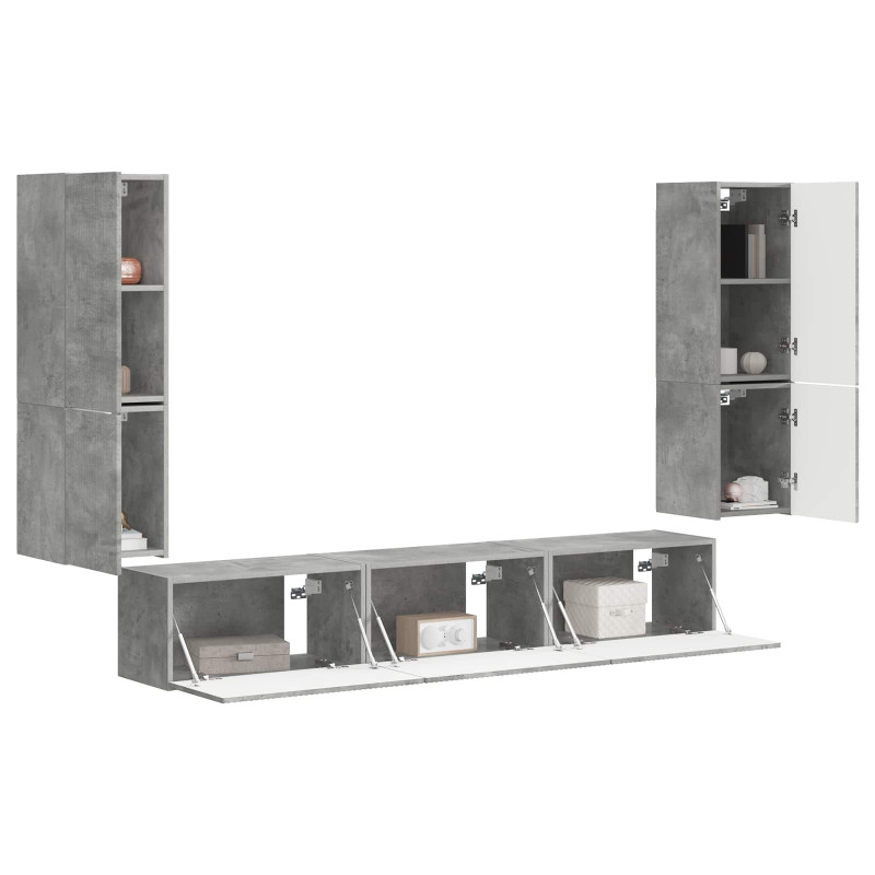 Zestaw szafek RTV 4 pcs Betonowy szary Materiał drewnopochodny