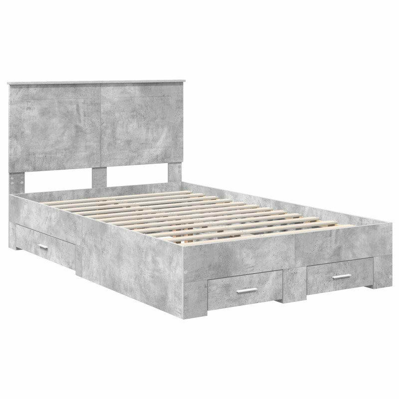 Ramka łóżka Betonowy szary 135 x 190 cm Materiał drewnopochodny