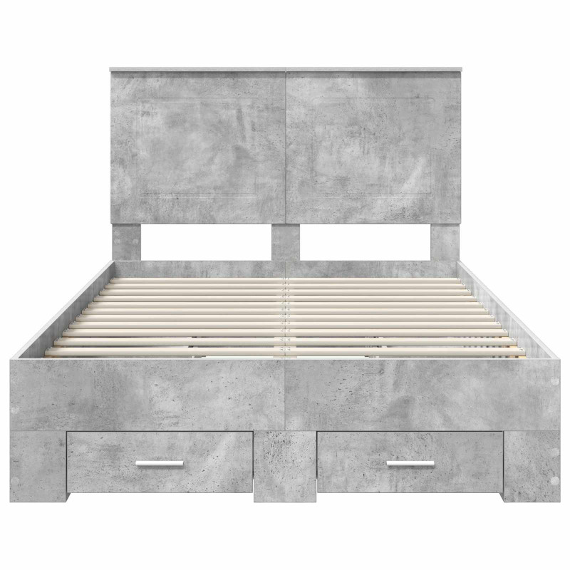 Ramka łóżka Betonowy szary 135 x 190 cm Materiał drewnopochodny