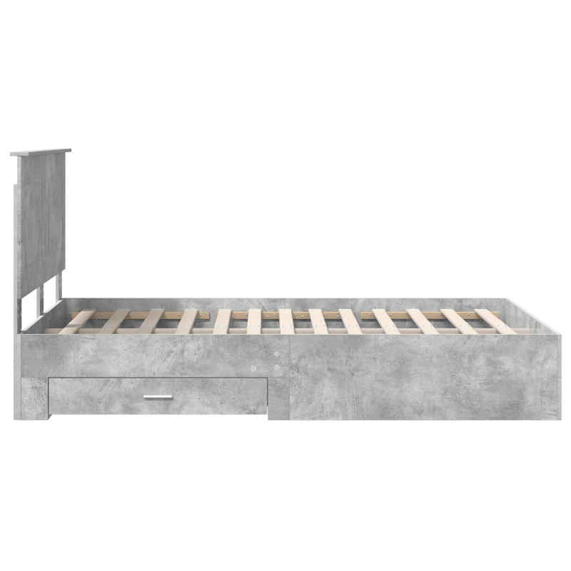 Ramka łóżka Betonowy szary 135 x 190 cm Materiał drewnopochodny