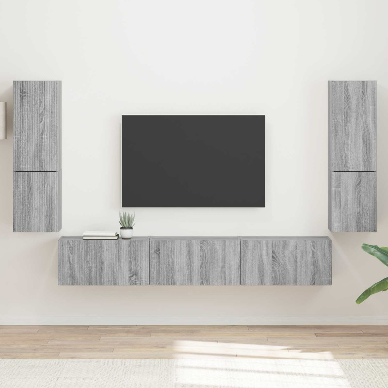 Zestaw szafek RTV 4 pcs Szary Sonoma Materiał drewnopochodny
