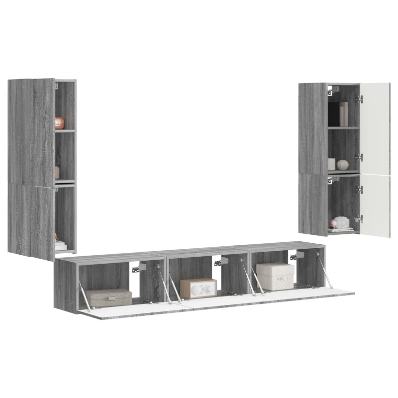 Zestaw szafek RTV 4 pcs Szary Sonoma Materiał drewnopochodny