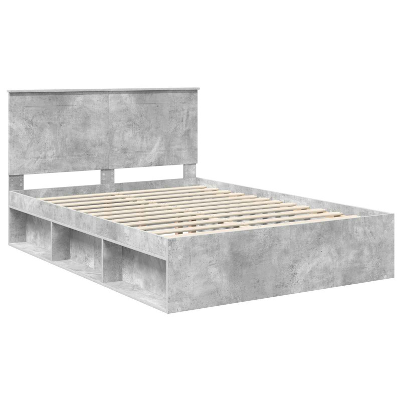 Ramka łóżka Betonowy 160 x 200 cm Lite drewno sosnowe