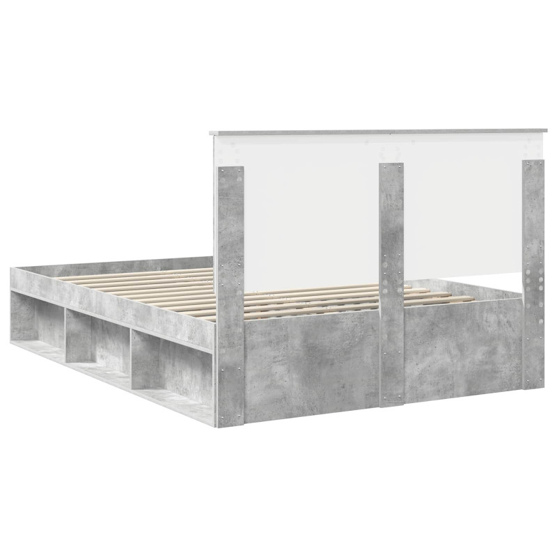 Ramka łóżka Betonowy 160 x 200 cm Lite drewno sosnowe
