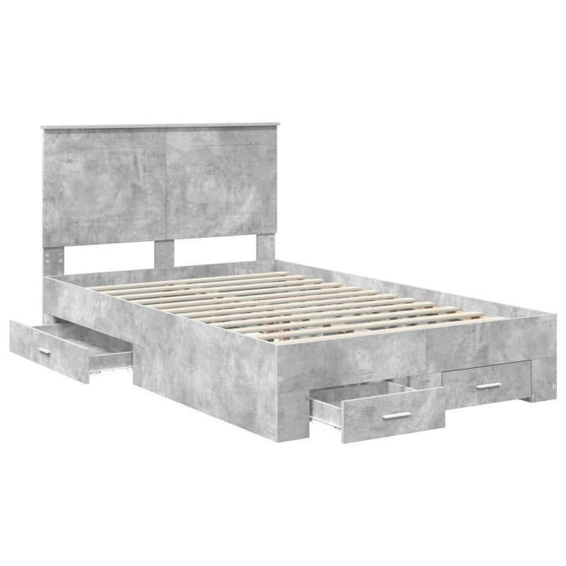 Ramka łóżka Betonowy szary 120 x 190 cm Materiał drewnopochodny
