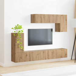 Zestaw szafek RTV 5 pcs Czarny Materiał drewnopochodny