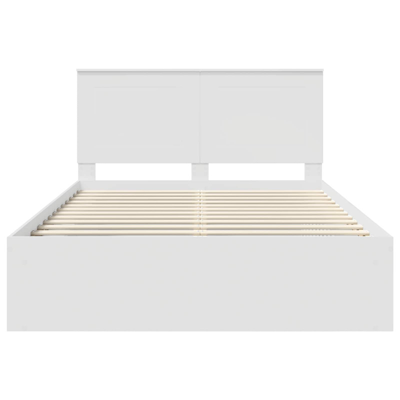 Ramka łóżka Z zagłówkiem Biały 150 x 200 cm Lite drewno sosnowe