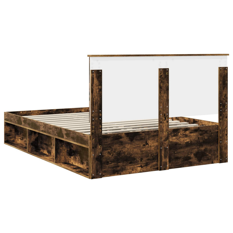 Ramka łóżka Dąb wędzony 150 x 200 cm Lite drewno sosnowe