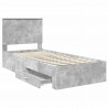 Ramka łóżka Betonowy szary 100 x 200 cm Materiał drewnopochodny