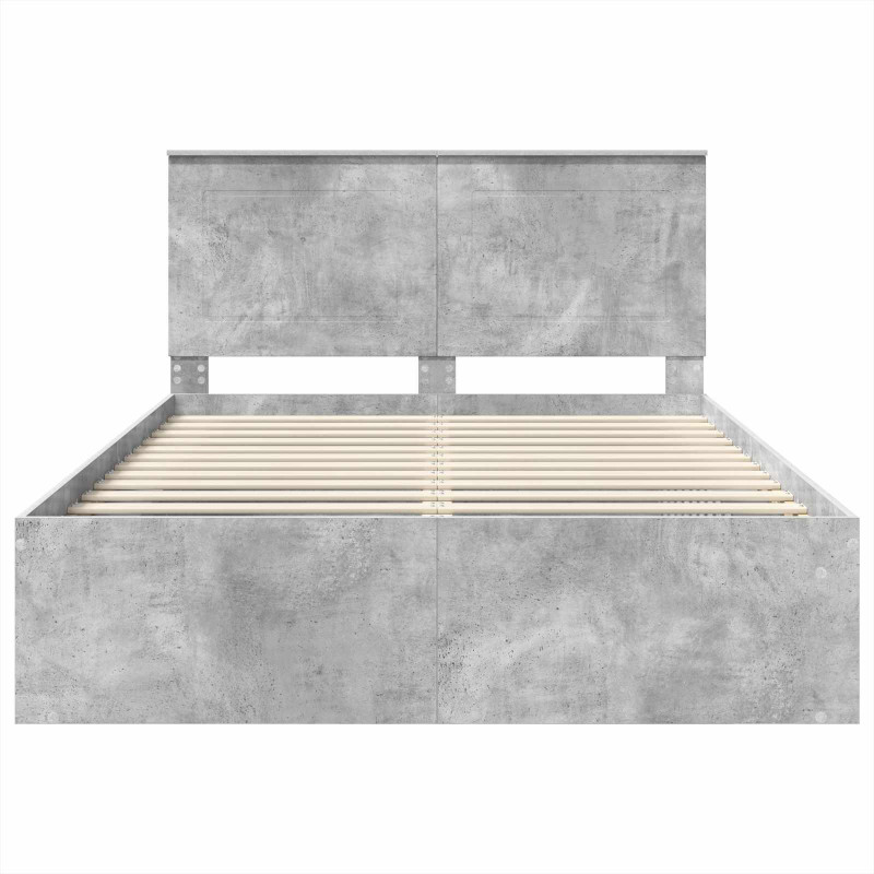 Ramka łóżka Betonowy 140 x 190 cm Lite drewno sosnowe