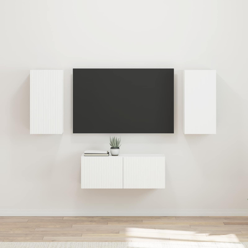 Zestaw szafek RTV 6 pcs Biały Materiał drewnopochodny