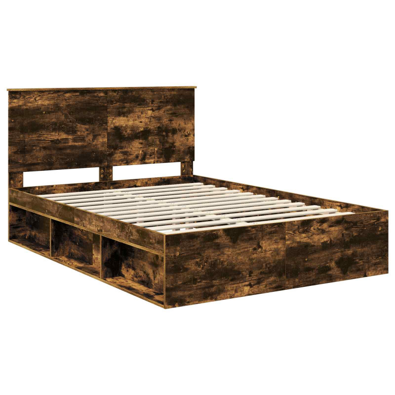Ramka łóżka Dąb wędzony 140 x 190 cm Lite drewno sosnowe