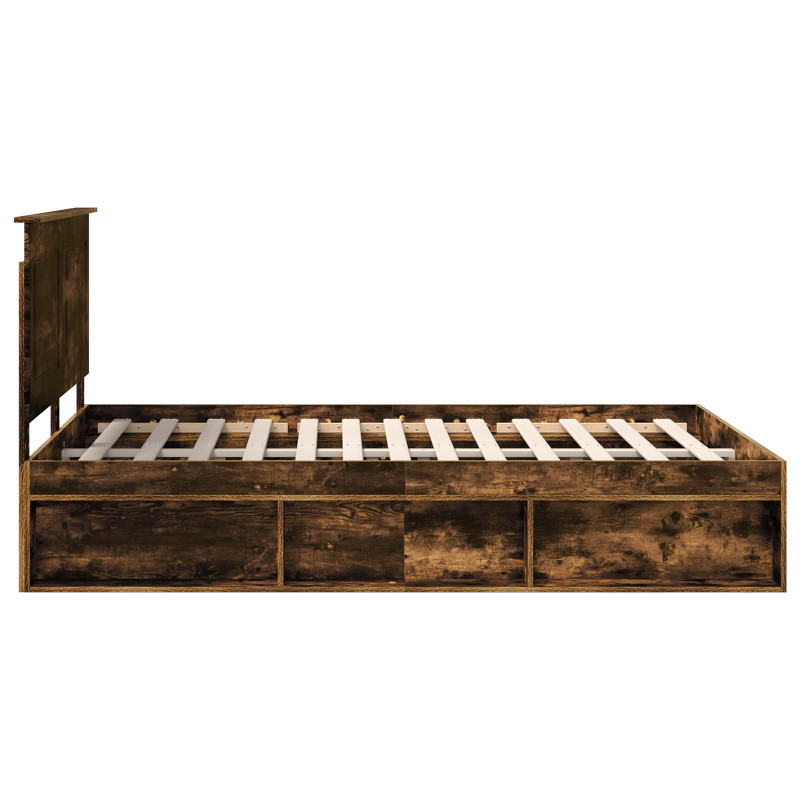 Ramka łóżka Dąb wędzony 140 x 190 cm Lite drewno sosnowe