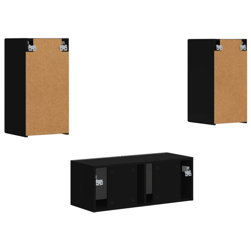 Zestaw szafek RTV 6 pcs Czarny Materiał drewnopochodny
