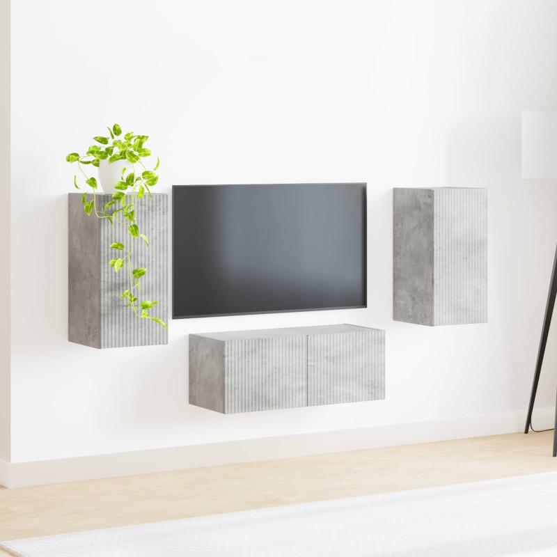 Zestaw szafek RTV 6 pcs Betonowy szary Materiał drewnopochodny