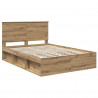 Ramka łóżka Dąb rzemieślniczy 140 x 190 cm Lite drewno sosnowe