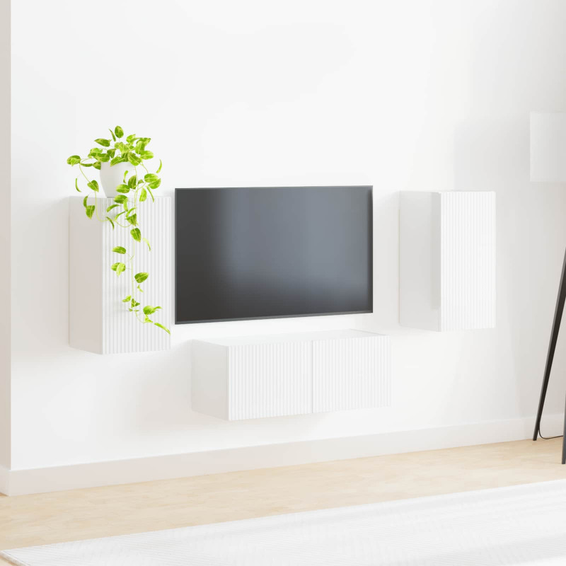 Zestaw szafek RTV 6 pcs Wysoki połysk biały