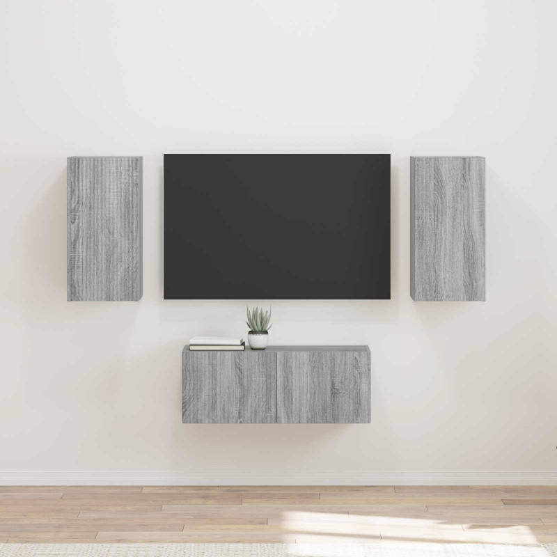 Zestaw szafek RTV 6 pcs Szary Sonoma Materiał drewnopochodny