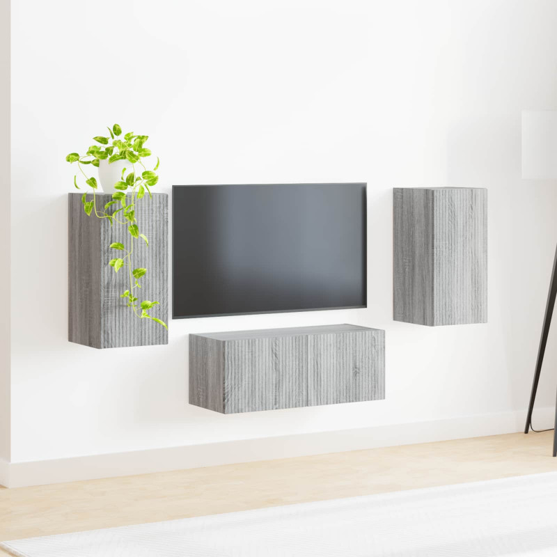 Zestaw szafek RTV 6 pcs Szary Sonoma Materiał drewnopochodny