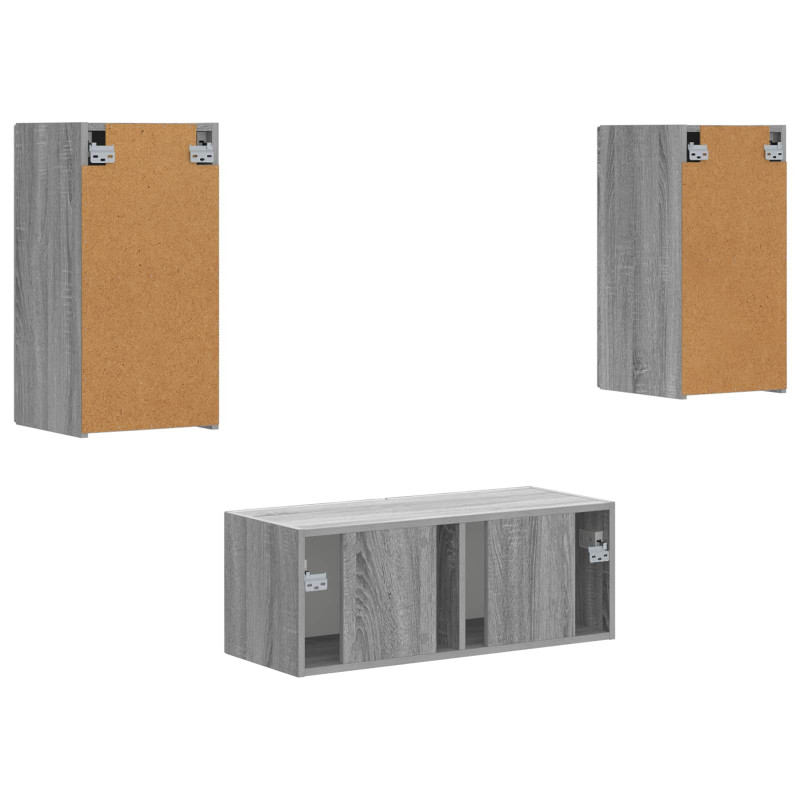 Zestaw szafek RTV 6 pcs Szary Sonoma Materiał drewnopochodny