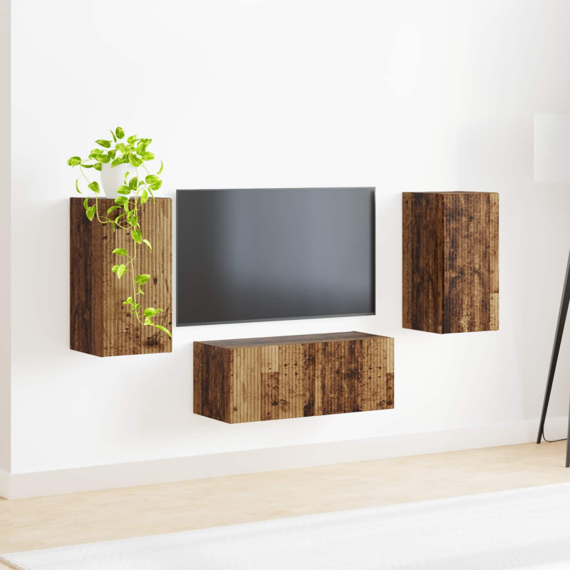 Zestaw szafek RTV 6 pcs Stare drewno Materiał drewnopochodny