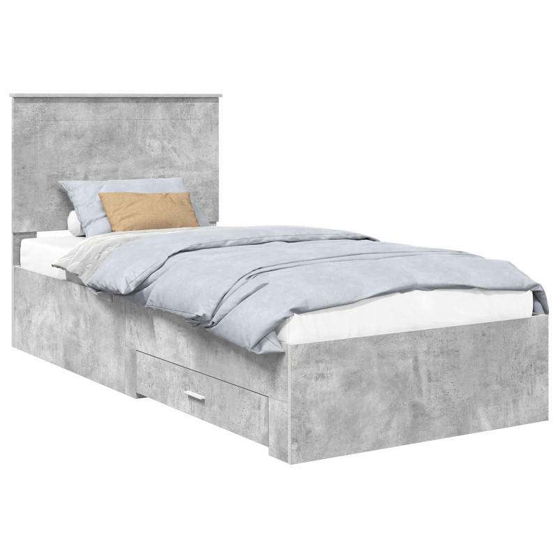 Ramka łóżka Betonowy szary 90 x 190 cm Materiał drewnopochodny