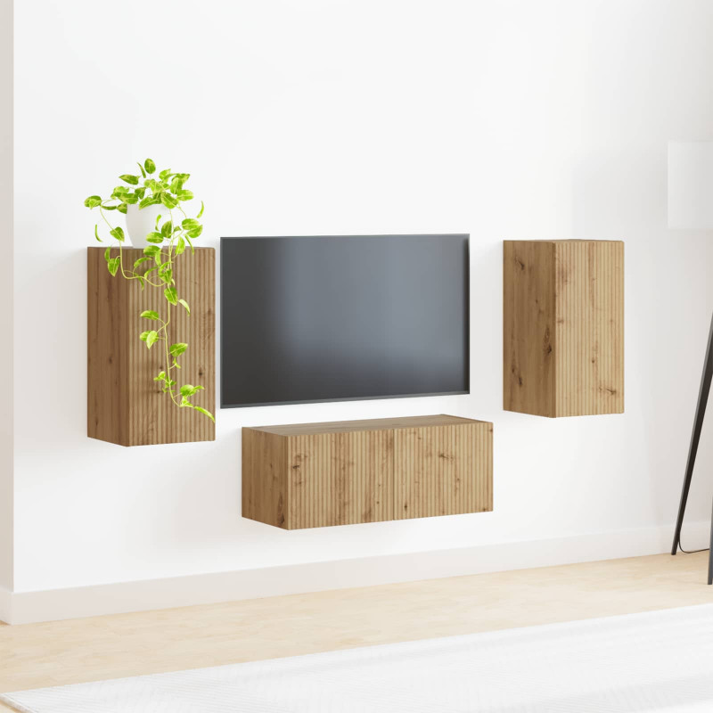 Zestaw szafek RTV Montowane na ścianie 6 pcs Dąb rzemieślniczy