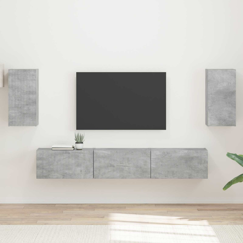 Zestaw szafek RTV 5 pcs Betonowy szary Materiał drewnopochodny