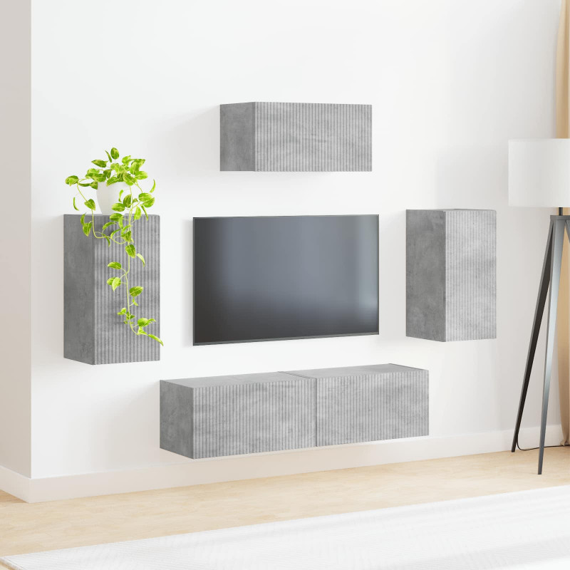 Zestaw szafek RTV 5 pcs Betonowy szary Materiał drewnopochodny