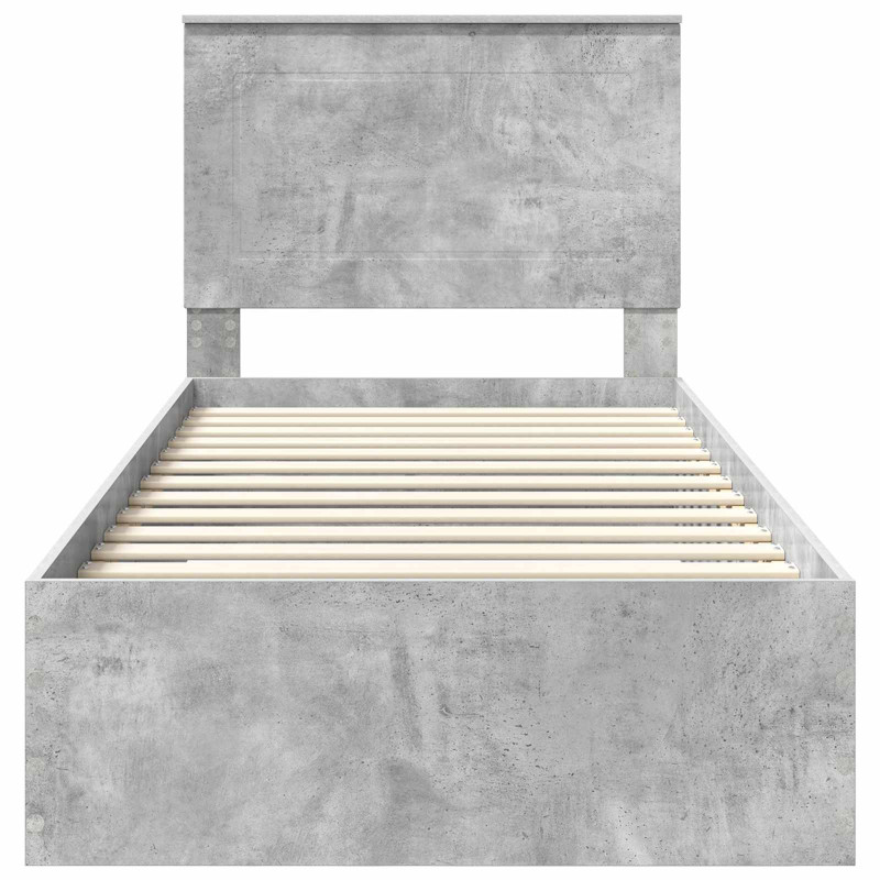 Ramka łóżka Betonowy szary 90 x 200 cm Materiał drewnopochodny