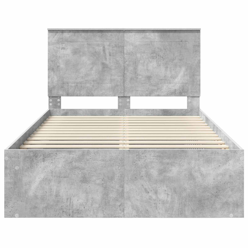 Ramka łóżka Szary beton 135 x 190 cm Lite drewno sosnowe