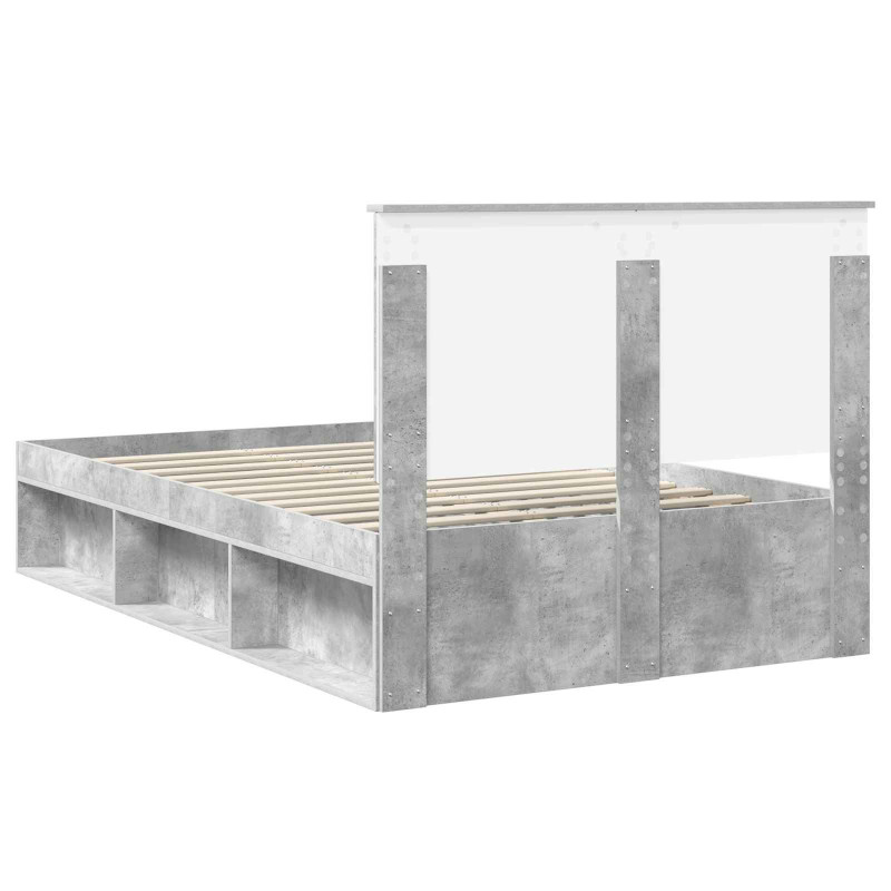 Ramka łóżka Szary beton 135 x 190 cm Lite drewno sosnowe