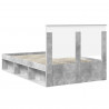 Ramka łóżka Szary beton 135 x 190 cm Lite drewno sosnowe