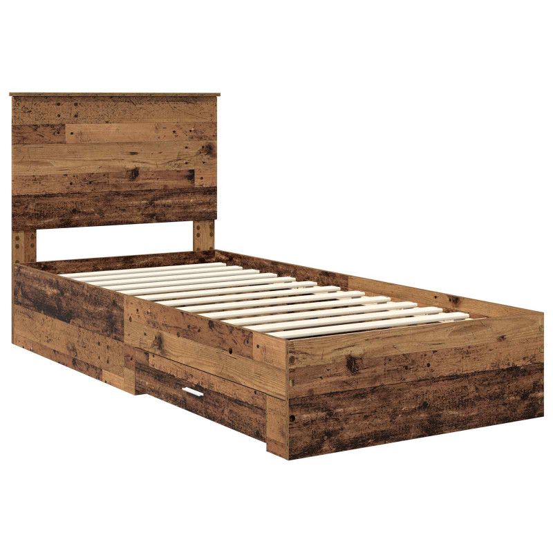Ramka łóżka Stare drewno 90 x 200 cm Materiał drewnopochodny