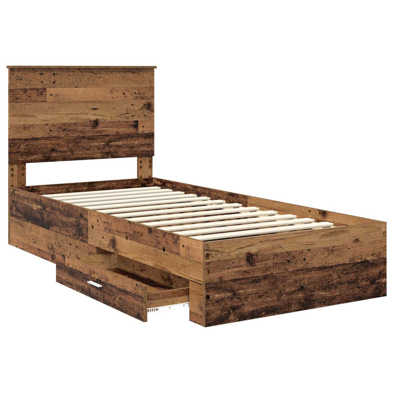 Ramka łóżka Stare drewno 90 x 200 cm Materiał drewnopochodny