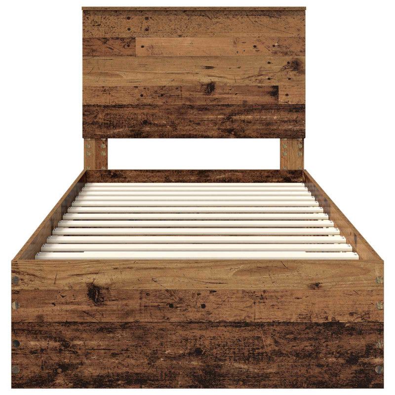 Ramka łóżka Stare drewno 90 x 200 cm Materiał drewnopochodny