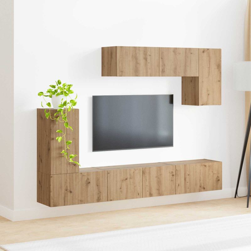 Zestaw szafek RTV 4 pcs Czarny Materiał drewnopochodny
